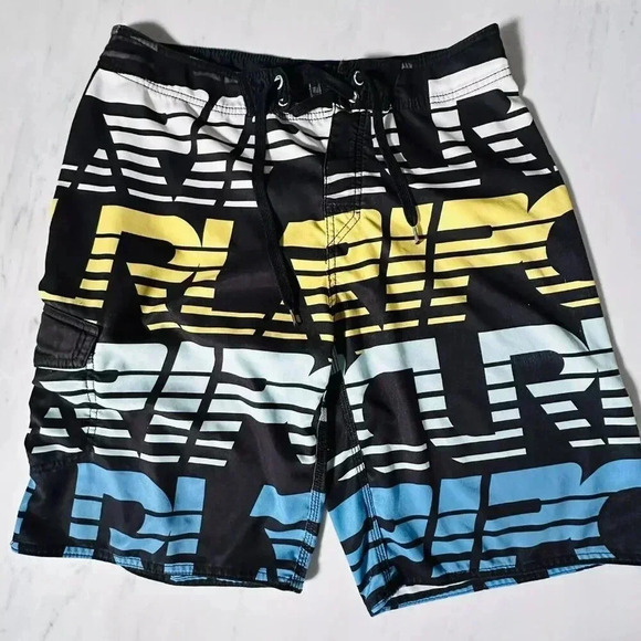 Rip Curl Other - Rip Curl Spellout Logo Board Shorts Swim Trunks Size 32 Actual All Over Print